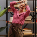 Blouse Dorine manches longues — Double gaze de coton framboise - Quintessence