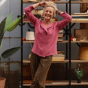 Blouse Dorine manches longues — Double gaze de coton framboise - Quintessence