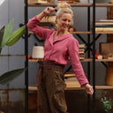 Blouse Dorine manches longues — Double gaze de coton framboise - Quintessence