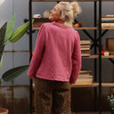Blouse Dorine manches longues — Double gaze de coton framboise - Quintessence