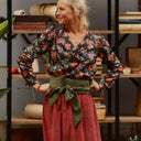 Blouse Dorine manches longues — Satin de coton Fleurs de crépuscule - Quintessence