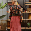 Blouse Dorine manches longues — Satin de coton Fleurs de crépuscule - Quintessence