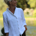 Blouse Dorine quadruple gaze de coton coton blanche - Quintessence