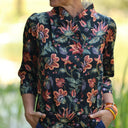 Blouse Dorine satin de coton Fleurs de crépuscule - Quintessence