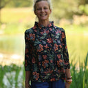 Blouse Dorine satin de coton Fleurs de crépuscule - Quintessence