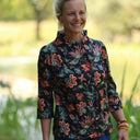 Blouse Dorine satin de coton Fleurs de crépuscule - Quintessence