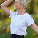 Blouse Emeline en broderie géométrique blanche | Quintessence