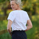 Blouse Emeline en broderie géométrique blanche | Quintessence