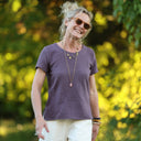 Blouse Emeline en double gaze coton aubergine - Quintessence