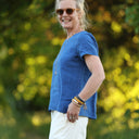 Blouse Emeline en lin bleu majorelle | Quintessence