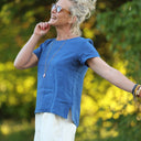 Blouse Emeline en lin bleu majorelle | Quintessence