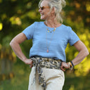 Blouse Emeline en lin bleu méditerranéen - Quintessence