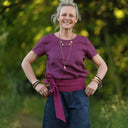 Blouse Emeline en lin lie - de - vin - Quintessence