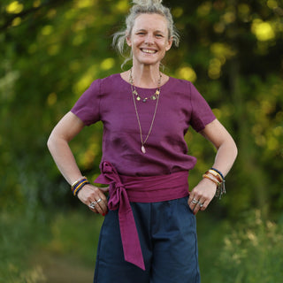 Blouse Emeline en lin lie-de-vin