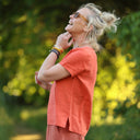 Blouse Emeline en lin orange crépuscule | Quintessence