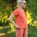 Blouse Emeline en lin orange crépuscule | Quintessence