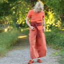 Blouse Emeline en lin orange crépuscule | Quintessence