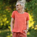 Blouse Emeline en lin orange crépuscule | Quintessence