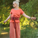 Blouse Emeline en lin orange crépuscule | Quintessence
