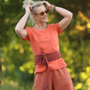 Blouse Emeline en lin orange crépuscule - Quintessence