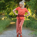 Blouse Emeline en lin orange crépuscule | Quintessence