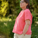 Blouse Emeline en lin rose corail | Quintessence