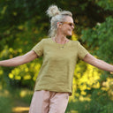 Blouse Emeline en lin vert kiwi - Quintessence