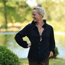 Blouse Émilie – Double gaze de coton noir - Quintessence