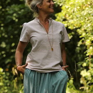 Blouse Ernestine vichy de coton ficelle