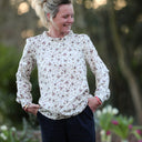 Blouse Fantine - Sergé de coton écru fleuri - Quintessence