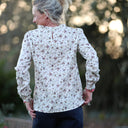 Blouse Fantine - Sergé de coton écru fleuri - Quintessence