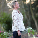 Blouse Fantine - Sergé de coton écru fleuri - Quintessence