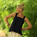Blouse Florence – Double gaze de coton bleu nuit - Quintessence