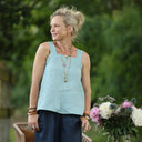 Blouse Florence – Lin chiné bleu doux - Quintessence