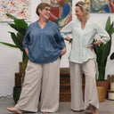 Blouse Isabeau - coton/lin rayé bleu - Quintessence