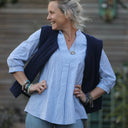 Blouse Isabeau - coton/lin rayé bleu - Quintessence