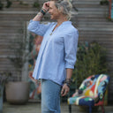 Blouse Isabeau - coton/lin rayé bleu - Quintessence