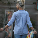 Blouse Isabeau - coton/lin rayé bleu - Quintessence