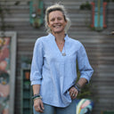 Blouse Isabeau - coton/lin rayé bleu - Quintessence