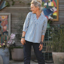 Blouse Isabeau - seersucker large rayure bleu/blanc - Quintessence