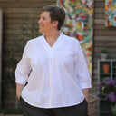 Blouse Isabeau - seersucker large rayure bleu/blanc - Quintessence