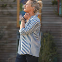 Blouse Isabeau - seersucker large rayure bleu/blanc - Quintessence