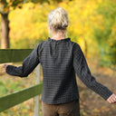 Blouse Janelle – Flanelle tartan noir, ivoire et camel - Quintessence