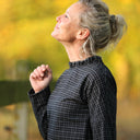 Blouse Janelle – Flanelle tartan noir, ivoire et camel - Quintessence