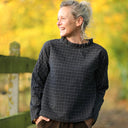 Blouse Janelle – Flanelle tartan noir, ivoire et camel - Quintessence