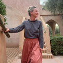 Blouse Janelle – Voile de coton gris plumetis rose - Quintessence