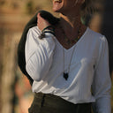 Blouse Lalou jersey de viscose blanc pailleté - Quintessence