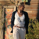 Blouse Lalou jersey de viscose blanc pailleté - Quintessence