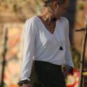 Blouse Lalou jersey de viscose blanc pailleté - Quintessence