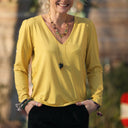 Blouse Lalou jersey de viscose jaune pailleté - Quintessence